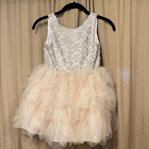 H&M Light Pink Floral Fully Lined Lace Dress